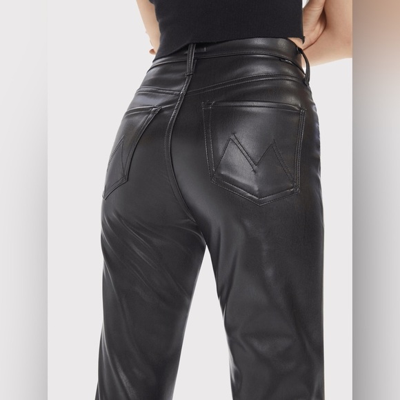 MOTHER Pants - MOTHER NWT Vegan Leather Pants High-Waisted Rider Ankle Black Size 33 (16)